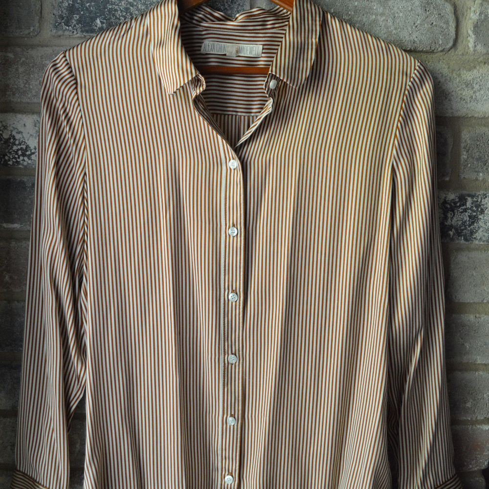 Alexa Chung for Madewell 100% Silk Striped Button